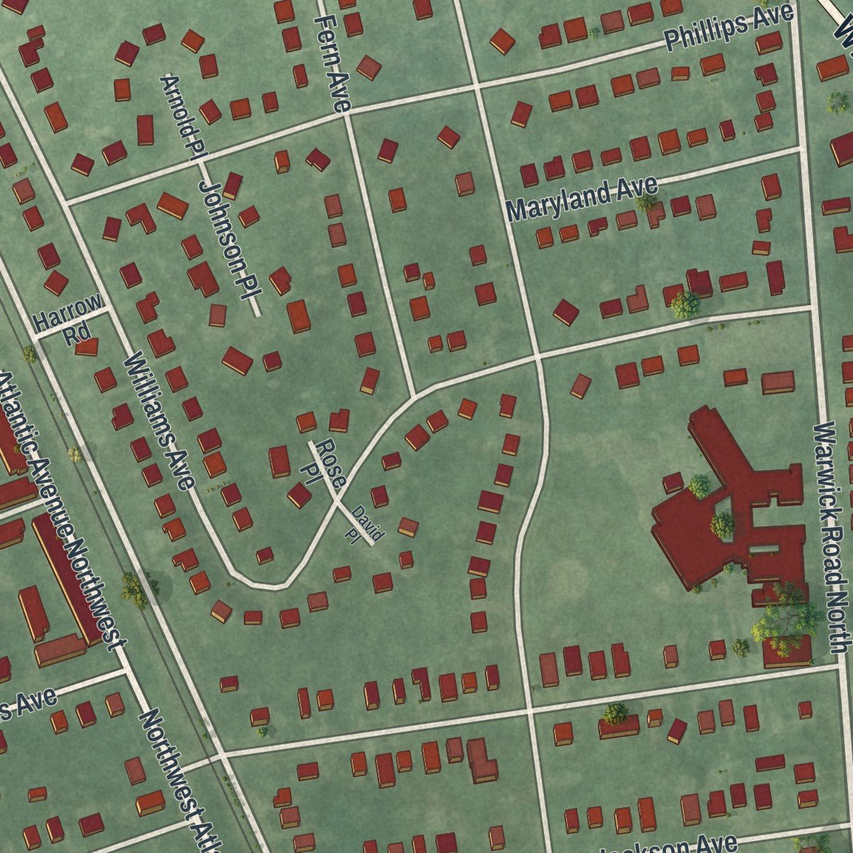 Second close-up of the map of Magnolia, New Jersey print showing more streets and buildings
