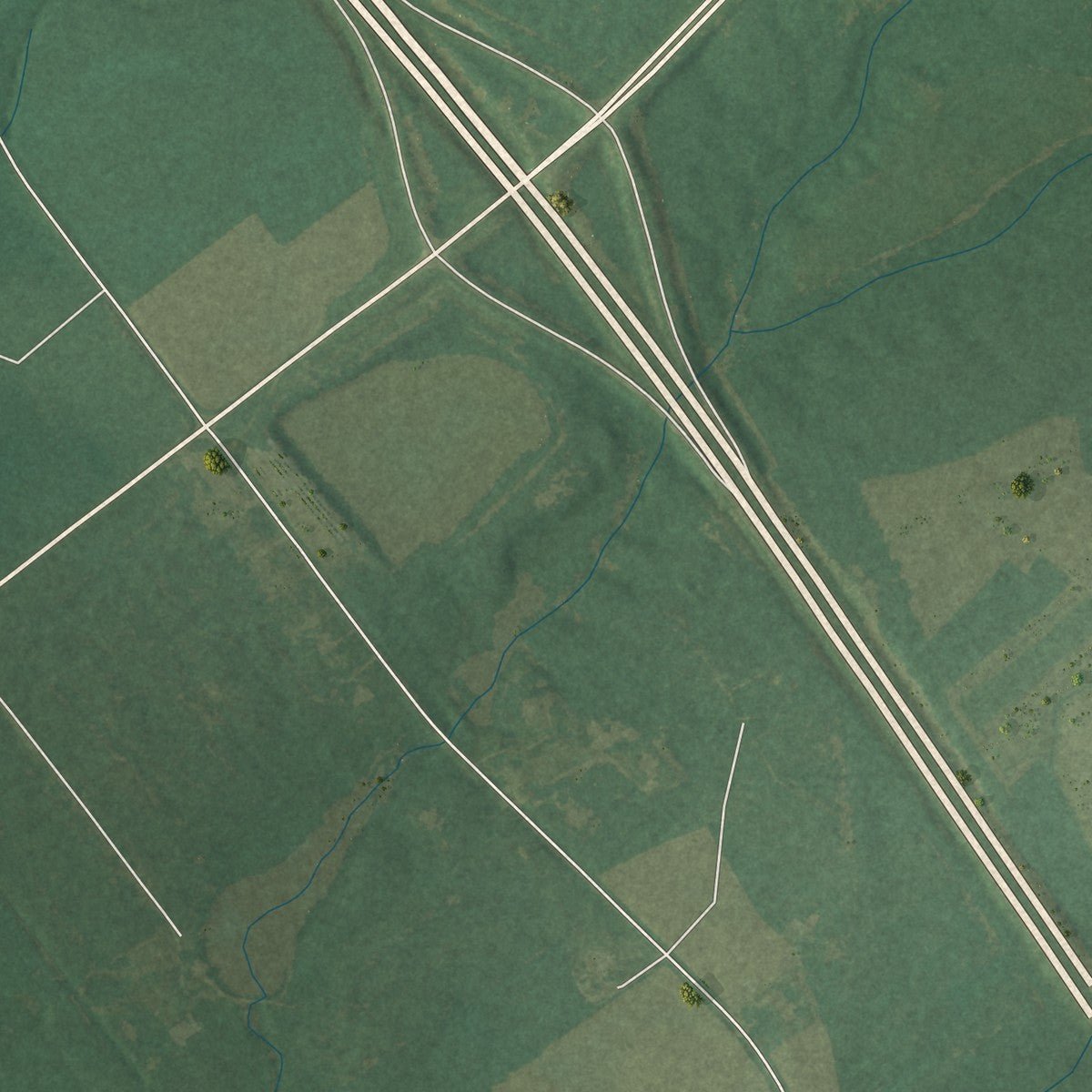 Second close-up of the map of Magnolia, North Carolina print showing more streets and buildings