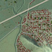 Second close-up of the map of Magueyes, Puerto Rico print showing more streets and buildings