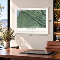 Mahinahina, Hawaii map, 18 x 24 inch print in a white frame in a home office