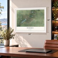 Mahomet, Illinois map, 18 x 24 inch print in a white frame in a home office