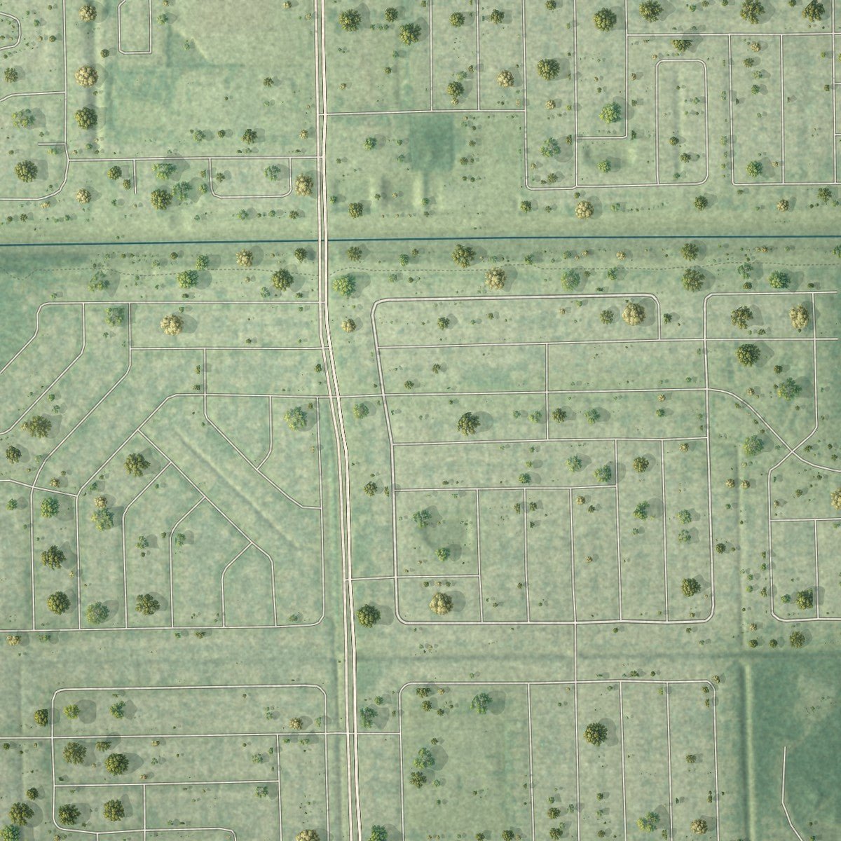 Second close-up of the map of Malabar, Florida print showing more streets and buildings