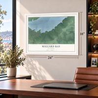 Mallard Bay, Oklahoma map, 18 x 24 inch print in a white frame in a home office