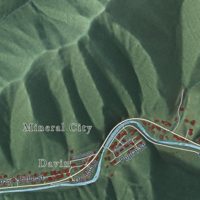 Second close-up of the map of Mallory, West Virginia print showing more streets and buildings