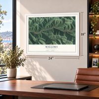 Mallory, West Virginia map, 18 x 24 inch print in a white frame in a home office