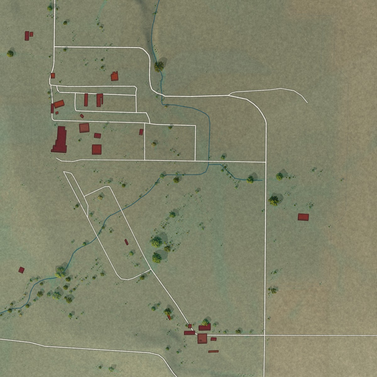 Second close-up of the map of Malmstrom AFB, Montana print showing more streets and buildings