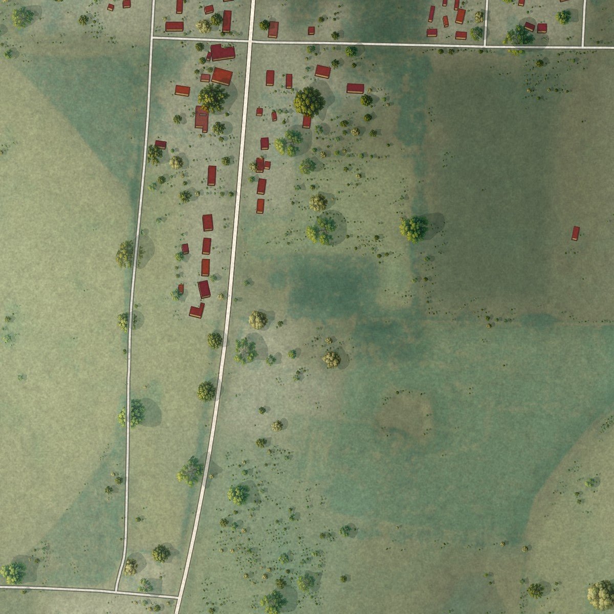 Second close-up of the map of Malone, Florida print showing more streets and buildings