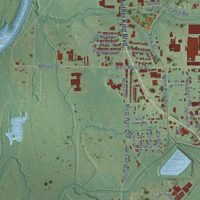 Second close-up of the map of Malvern, Arkansas print showing more streets and buildings