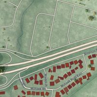 Second close-up of the map of Malverne Park Oaks, New York print showing more streets and buildings