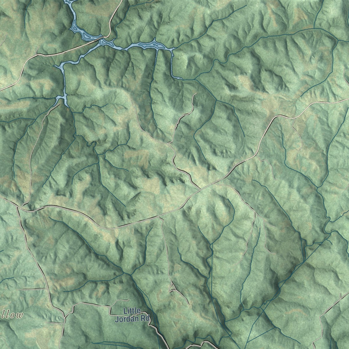Second close-up of the map of Mammoth Cave National Park, Kentucky print showing more streets and buildings