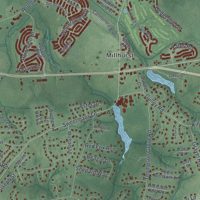 Second close-up of the map of Manalapan, New Jersey print showing more streets and buildings