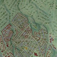 Second close-up of the map of Manassas, Virginia print showing more streets and buildings