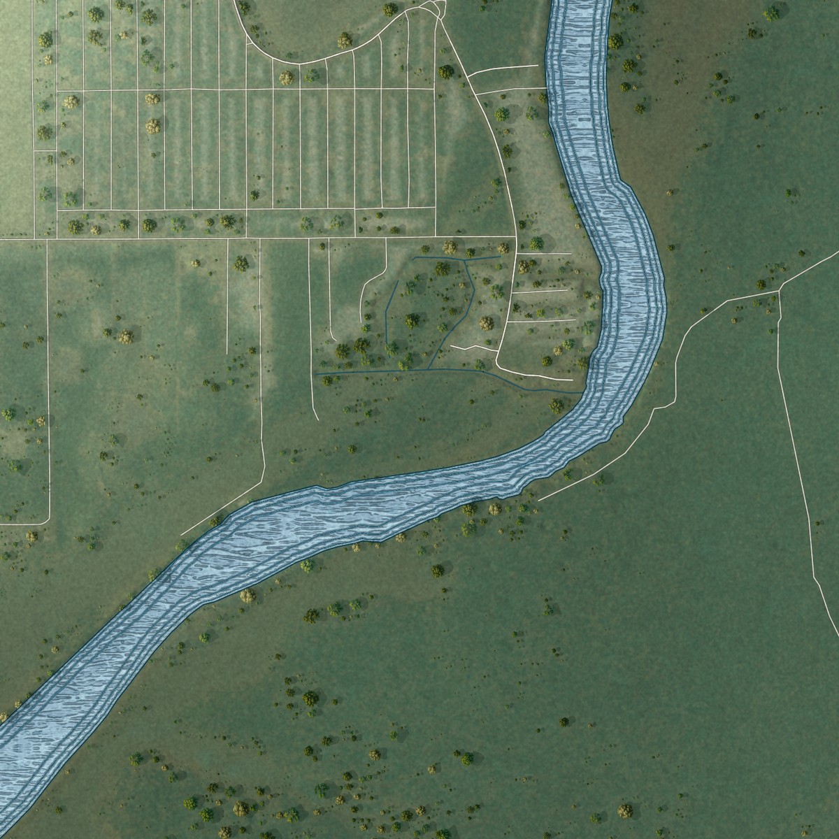 Second close-up of the map of Manatee Road, Florida print showing more streets and buildings