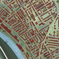 Second close-up of the map of Manayunk, Pennsylvania print showing more streets and buildings