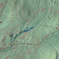 Close-up of the map of Manchester Center, Vermont print showing terrain and local geography