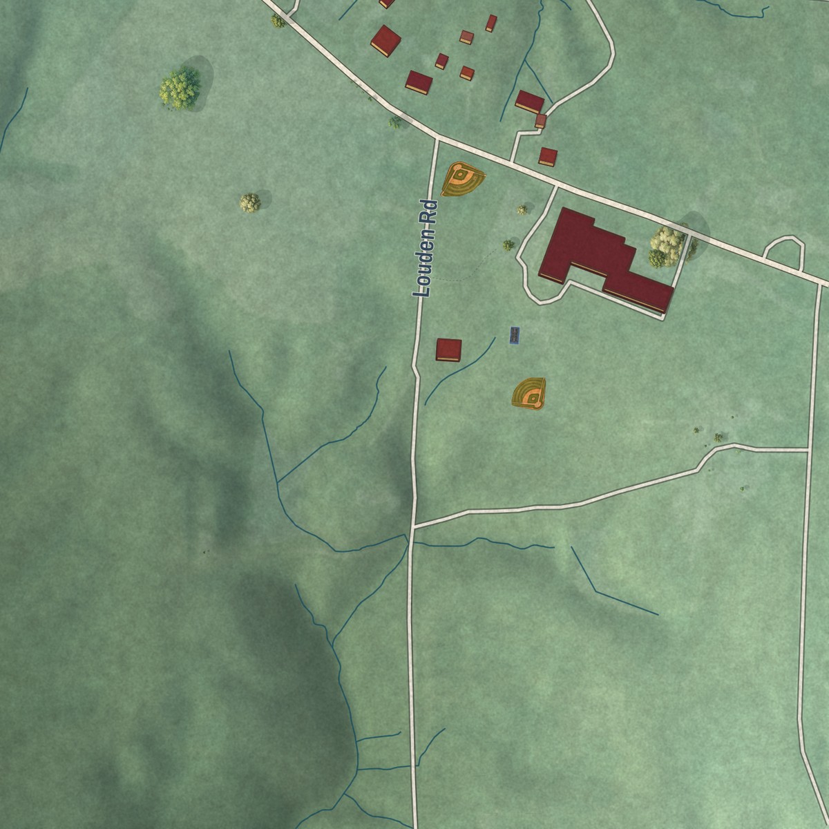 Second close-up of the map of Manchester, Indiana print showing more streets and buildings