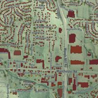 Second close-up of the map of Manchester, Missouri print showing more streets and buildings