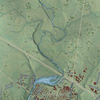 Second close-up of the map of Manchester, Tennessee print showing more streets and buildings