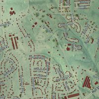 Second close-up of the map of Manchester, Virginia print showing more streets and buildings