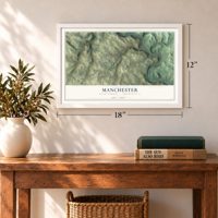 Manchester, Wayne County, Pennsylvania map, 12 x 18 inch print in a white frame in an entryway