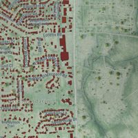 Second close-up of the map of Mandarin, Florida print showing more streets and buildings
