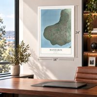 Mandarin, Florida map, 18 x 24 inch print in a white frame in a home office
