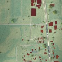 Second close-up of the map of Mangham, Louisiana print showing more streets and buildings