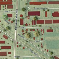Second close-up of the map of Mangonia Park, Florida print showing more streets and buildings