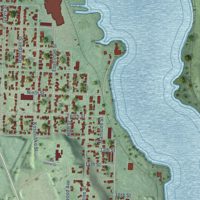 Second close-up of the map of Manistee, Michigan print showing more streets and buildings