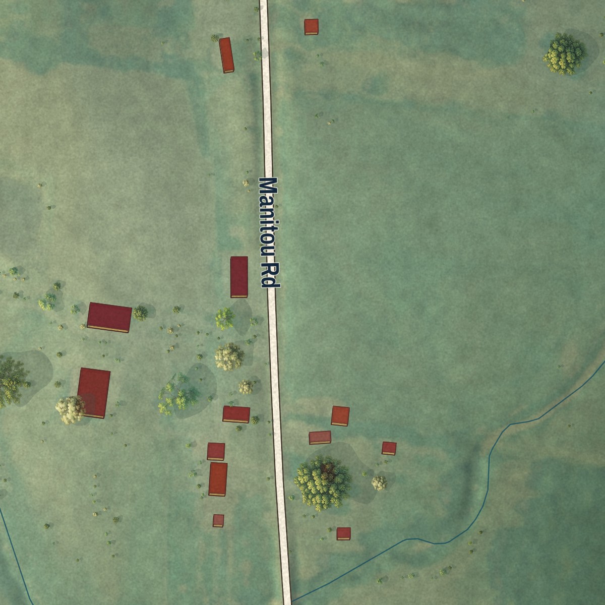 Second close-up of the map of Manitou, Kentucky print showing more streets and buildings