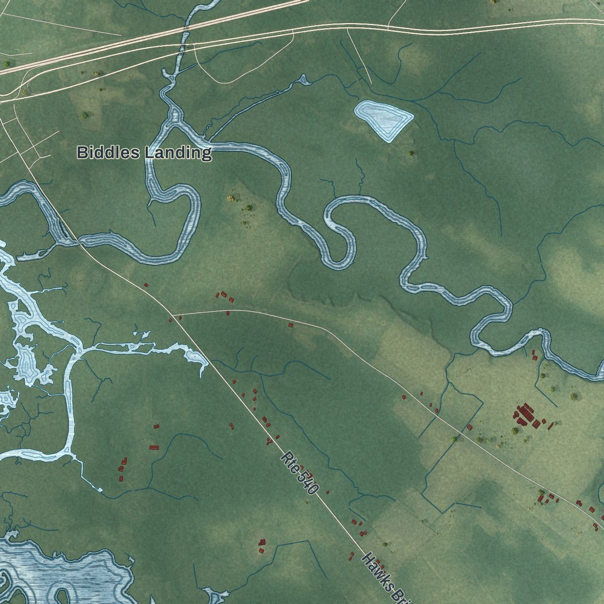 Second close-up of the map of Mannington, New Jersey print showing more streets and buildings