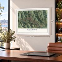Mannington, West Virginia map, 18 x 24 inch print in a white frame in a home office