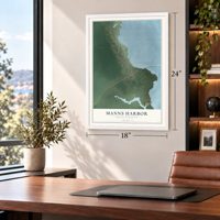 Manns Harbor, North Carolina map, 18 x 24 inch print in a white frame in a home office