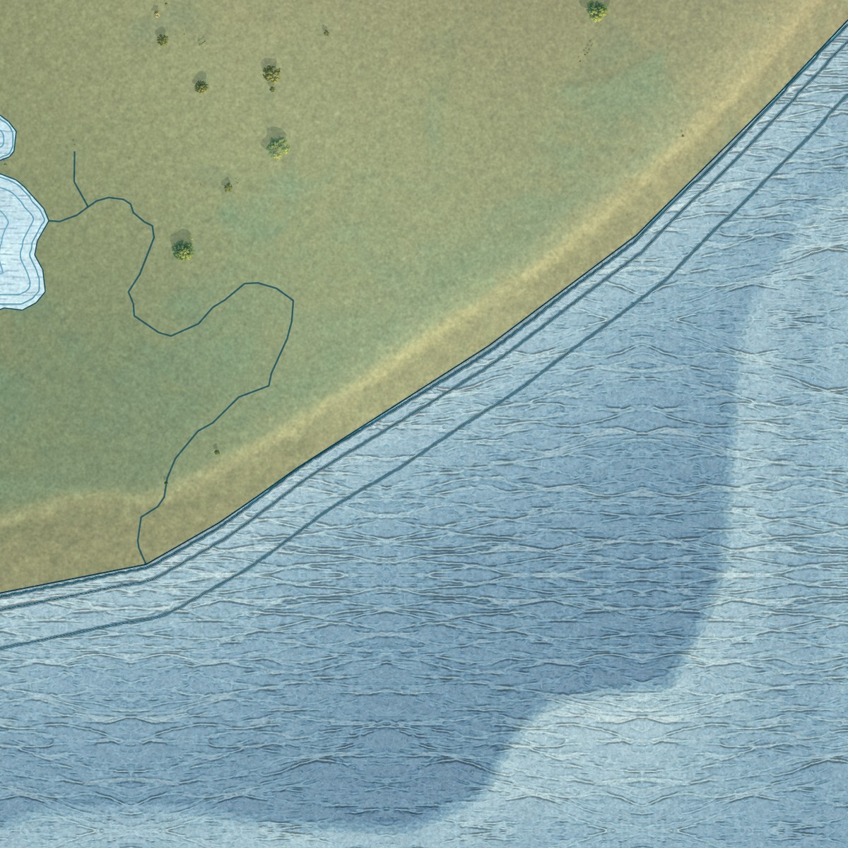 Second close-up of the map of Manokotak, Alaska print showing more streets and buildings