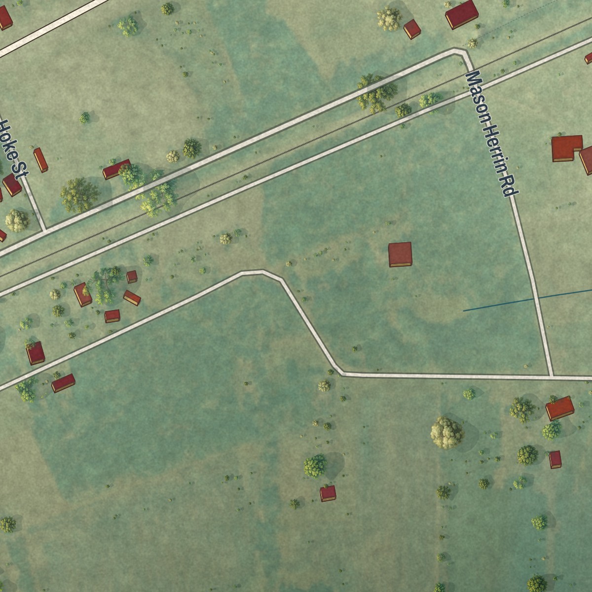Second close-up of the map of Manor, Georgia print showing more streets and buildings