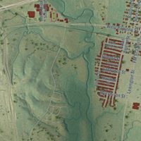 Second close-up of the map of Manor, Texas print showing more streets and buildings