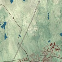 Close-up of the map of Mansfield, Massachusetts print showing terrain and local geography