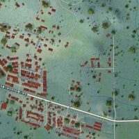 Second close-up of the map of Manson, Washington print showing more streets and buildings