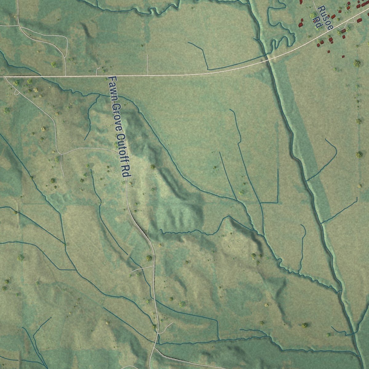 Second close-up of the map of Mantachie, Mississippi print showing more streets and buildings