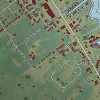 Second close-up of the map of Manteo, North Carolina print showing more streets and buildings