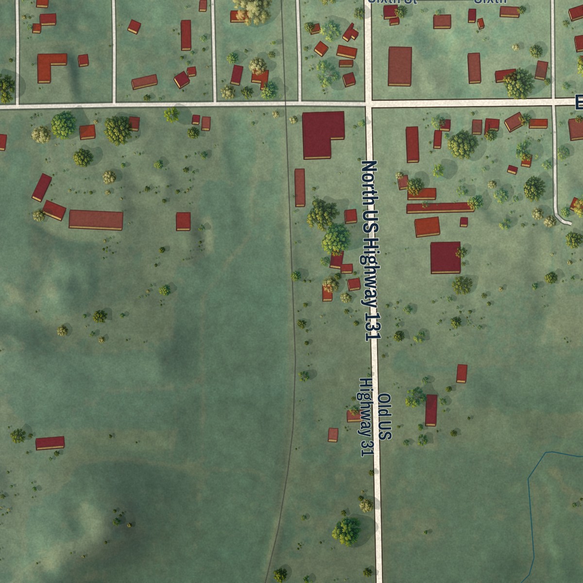 Second close-up of the map of Manton, Michigan print showing more streets and buildings
