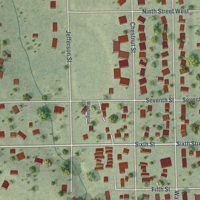 Second close-up of the map of Mantorville, Minnesota print showing more streets and buildings