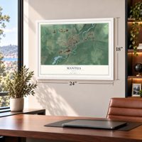 Mantua, Ohio map, 18 x 24 inch print in a white frame in a home office
