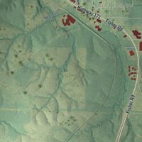 Second close-up of the map of Many, Louisiana print showing more streets and buildings