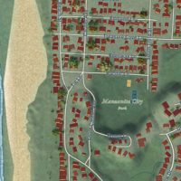 Second close-up of the map of Manzanita, Oregon print showing more streets and buildings