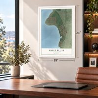 Maple Bluff, Wisconsin map, 18 x 24 inch print in a white frame in a home office