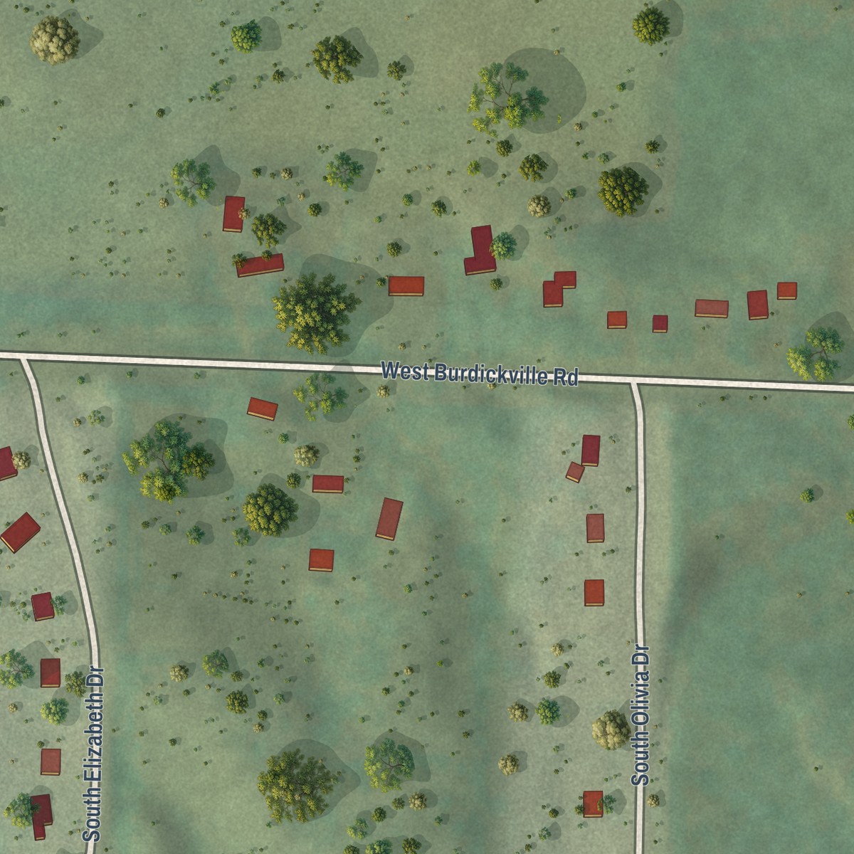 Second close-up of the map of Maple City, Michigan print showing more streets and buildings