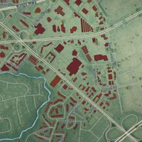 Second close-up of the map of Maple Shade, New Jersey print showing more streets and buildings