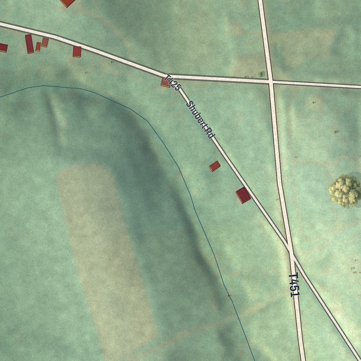 Second close-up of the map of Mapletown, Pennsylvania print showing more streets and buildings