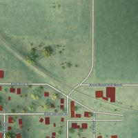 Second close-up of the map of Maquon, Illinois print showing more streets and buildings